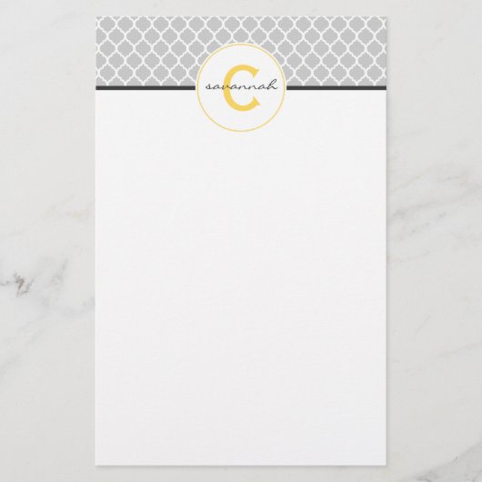 Grau- und Gelbmonogramm Briefpapier (Vorderseite)