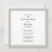 Grau und Gold | 8 Foto Square Graduation Party Ankündigung (Rückseite)