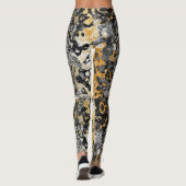 Grau und Gold Abstrakt Leggings (Rückseite)