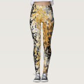 Grau und Gold Abstrakt Leggings (Vorderseite)