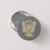 Grau und Gold Awareness Ribbon Custom Angel Button (Vorne & Hinten)