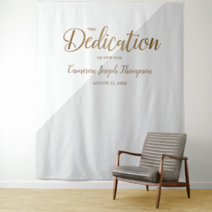Grau und Gold Baby-Junge moderne Dedication Kuliss Wandteppich