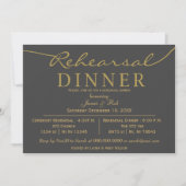 Grau und Gold Elegantes Script Probe Dinner Einladung (Vorderseite)