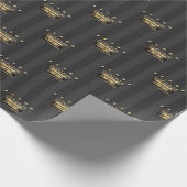 Grau und Gold Foil Paris Crown-Muster Geschenkpapier (Ecke)