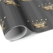 Grau und Gold Foil Paris Crown-Muster Geschenkpapier (Rolleneckpunkt)