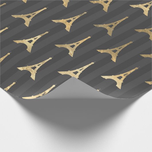 Grau und Gold Foil Paris Eiffel Tower Geschenkpapier (Ecke)
