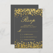 Grau und Gold Twinkle Moderne RSVP-Karte RSVP Karte (Vorne/Hinten)