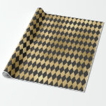 Grau- und Goldfolie Diamond Geschenkpapier<br><div class="desc">Graues und goldenes Karo-Papier als Verpackungsmuster.</div>