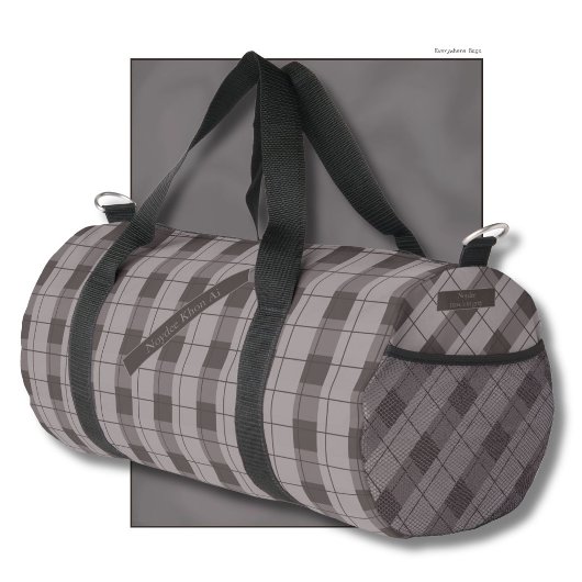 Grau und Grau Kariert, Ihr Name Duffle Bag