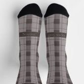 Grau und Grau Kariert, Text am Fuß Socken (Oben)