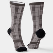 Grau und Grau Kariert, Text am Fuß Socken (Gewinkelt)