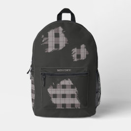 Grau und grau karierte Patches, Name  Bedruckter Rucksack