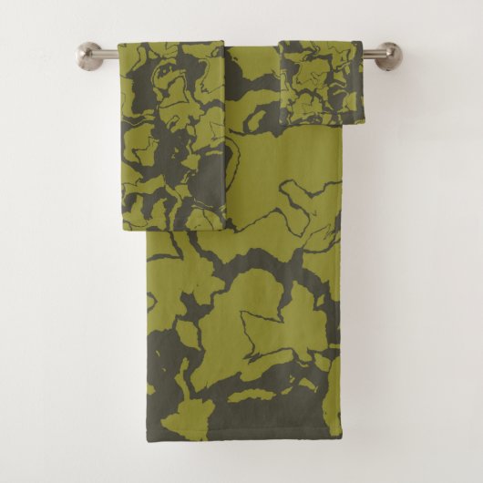 Grau und Grün abstrakt Badhandtuch Set (Insitu)