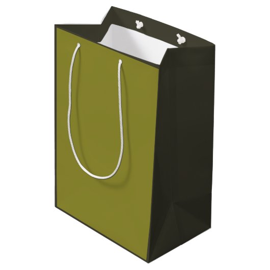 Grau und Grün abstrakt Mittlere Geschenktüte (Rückseite Schrägansicht)