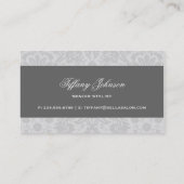 Grau und Kohle Elegante Vintag Damask Visitenkarte (Rückseite)
