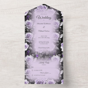 Grau- und Lavendel-Rose All In One Einladung