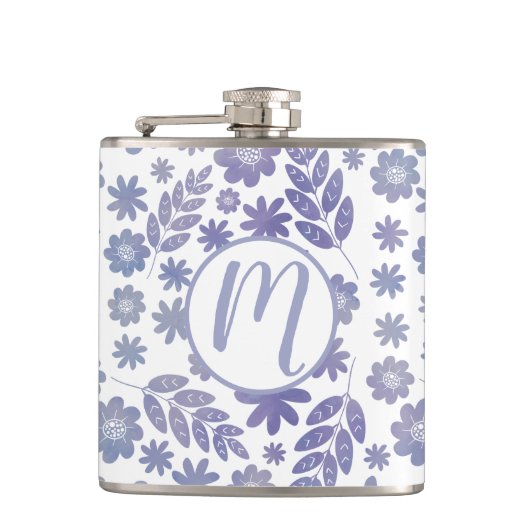 Grau- und Lavendelmuster Flachmann (Vorderseite)