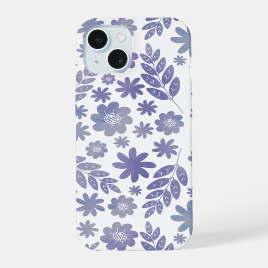 Grau- und Lavendelmuster iPhone 15 Hülle (Rückseite)