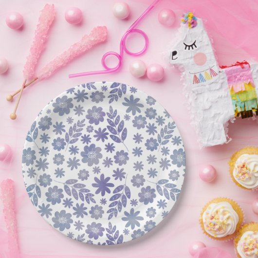 Grau- und Lavendelmuster Pappteller (Party)