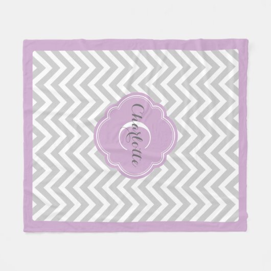 Grau und Lila Zickzack Fleecedecke (Vorderseite (Horizontal))