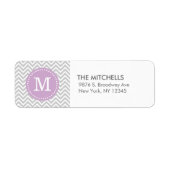 Grau und Lilac Lila Modernes Zickzack Monogramm (Vorne)
