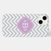 Grau und Lilac Lila Modernes Zickzack Monogramm Case-Mate iPhone Hülle (Rückseite (Horizontal))