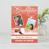 Grau und Mandarine Coral Senior Picture Class Ankündigung (Stehend Vorderseite)