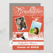 Grau und Mandarine Coral Senior Picture Class Ankündigung (Vorne/Hinten)