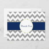 Grau und Marine-Zickzack gestreifte danken Ihnen Postkarte (Vorne/Hinten)