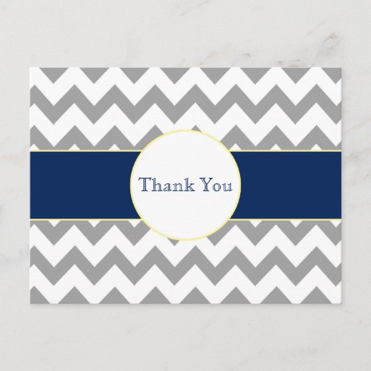 Grau und Marine-Zickzack gestreifte danken Ihnen Postkarte (Vorderseite)