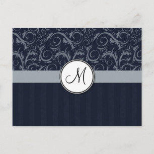 Grau und marineblaue florale Schwaden und Streifen Postkarte