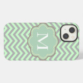 Grau und Mint Chevron iPhone Hülle (Rückseite (Horizontal))