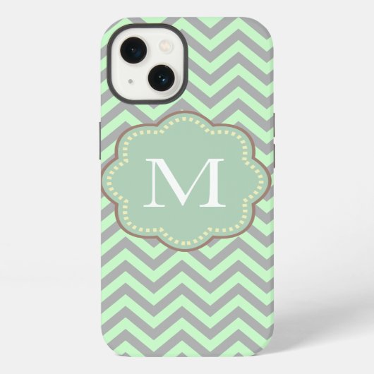 Grau und Mint Chevron iPhone Hülle (Rückseite)