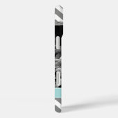 Grau und Mint Zigzags Personalisiertes Foto Case-Mate iPhone Hülle (Rückseite / Rechts)