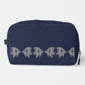 Grau- und Navy-Blau-Fisch-Design Waschbeutel (Vorderseite)
