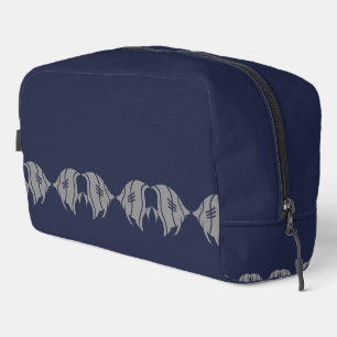 Grau- und Navy-Blau-Fisch-Design Waschbeutel