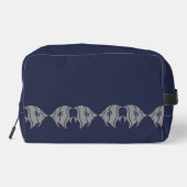 Grau- und Navy-Blau-Fisch-Design Waschbeutel (Rückseite)
