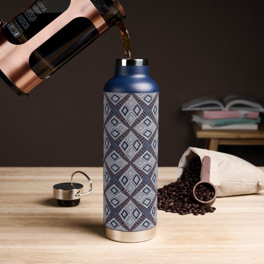 Grau und Navy Blue Mud Tuch Inspiriert schön Trinkflasche (Kaffee)