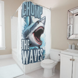 Grau und Navy Shark Teeth Graffiti Street Design Duschvorhang