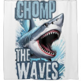 Grau und Navy Shark Teeth Graffiti Street Design Duschvorhang (Vorderseite)