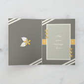 Grau und orange mit Blume und Foto Karte (Innenseite)