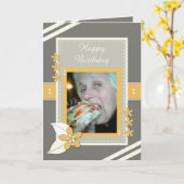Grau und orange mit Blume und Foto Karte (Gelbe Blume)