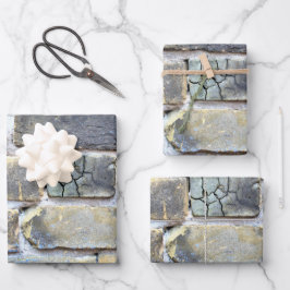 Grau und Pastelle Krummeln Ziegelmauer Geschenkpapier Set