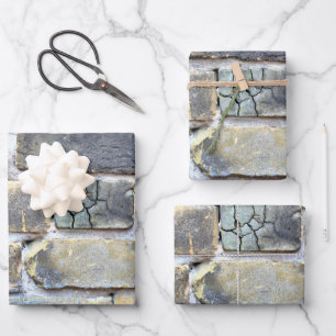 Grau und Pastelle Krummeln Ziegelmauer Geschenkpapier Set