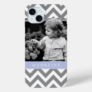 Grau und Periwinkle Zigzags Personalisiertes Foto Case-Mate iPhone Hülle