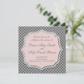 Grau und Pfirsich punktierte wedding Einladung (Stehend Vorderseite)