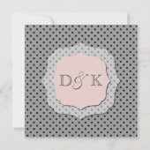 Grau und Pfirsich punktierte wedding Einladung (Rückseite)
