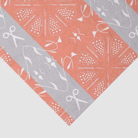 Grau- und Pfirsichquiltierung und Nähen Seidenpapier (Detail)