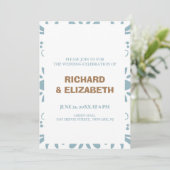 GRAU UND PUCE PATTERN WEDING EINLADUNG (Stehend Vorderseite)