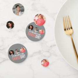 Grau und rosa 30. THREEOH! Foto Geburtstagsgrafik Konfetti